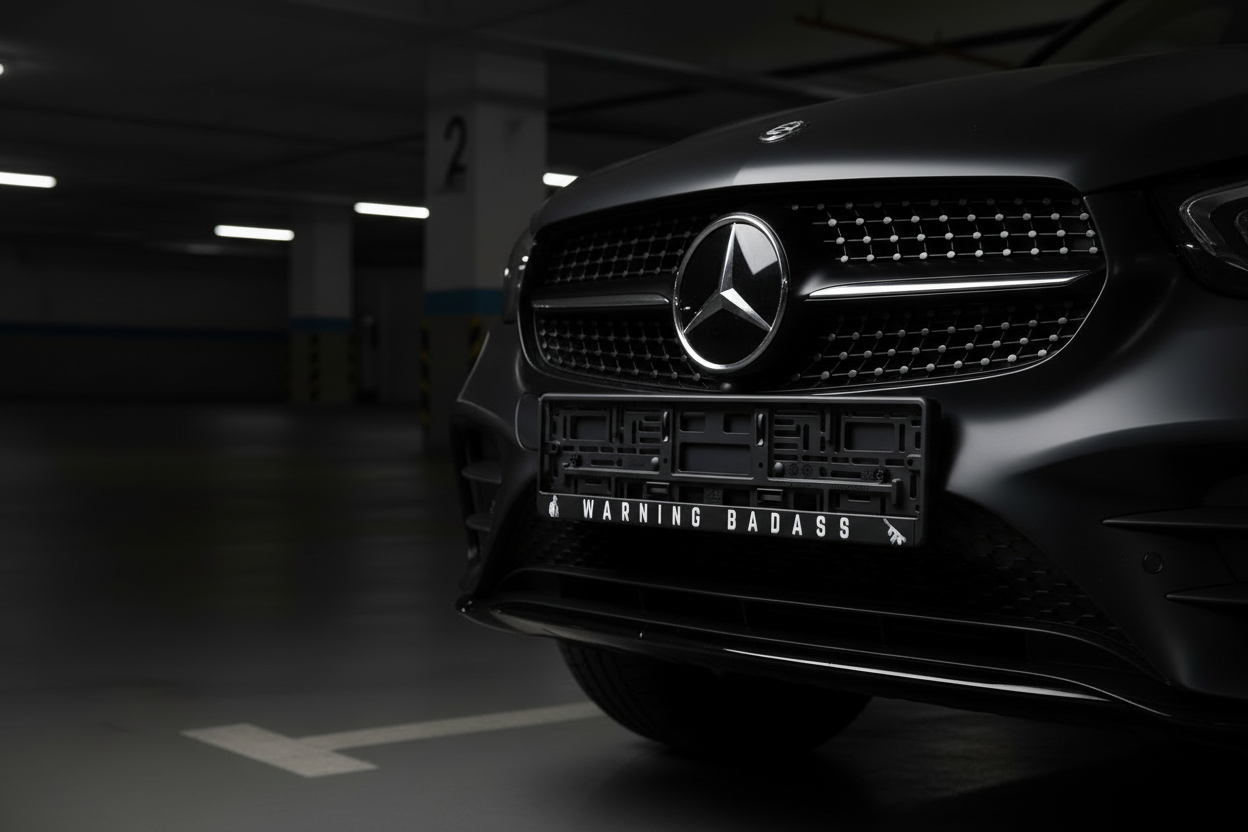 WARNING BADASS Frame - Mercedes with Reference Background