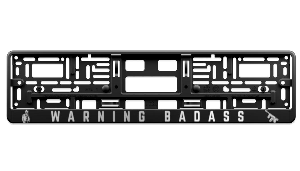 WARNING BADASS – Street License Plate Frame 3D